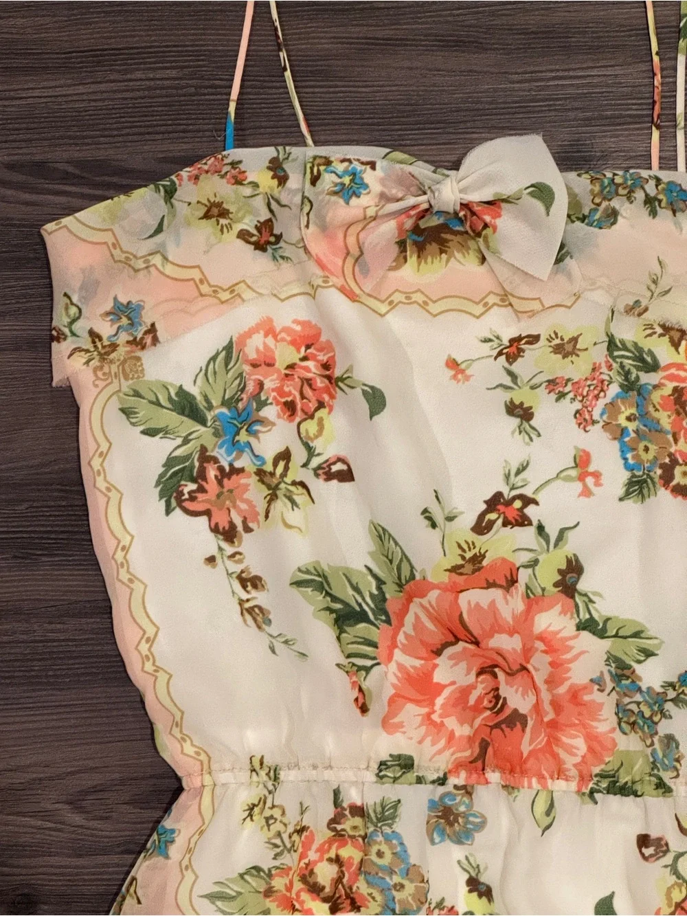 FARM Rio Tropical Floral Scarf Border Print Strappy Maxi Dress M Anthropologie - Picture 2 of 11